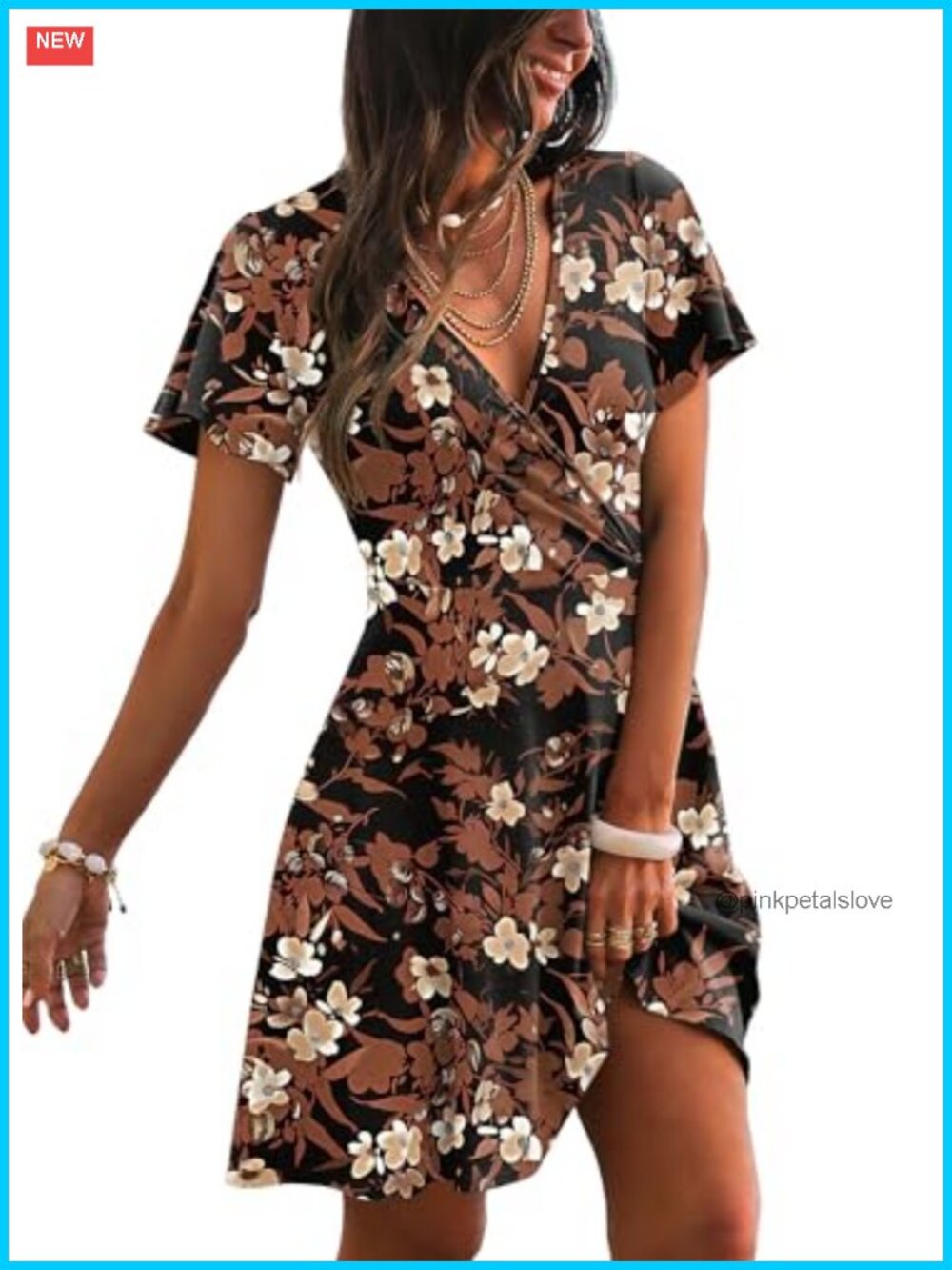 Women's Wrap V-Neck A-Line Sundress Ruffle Sleeve Polyester Spandex Summer